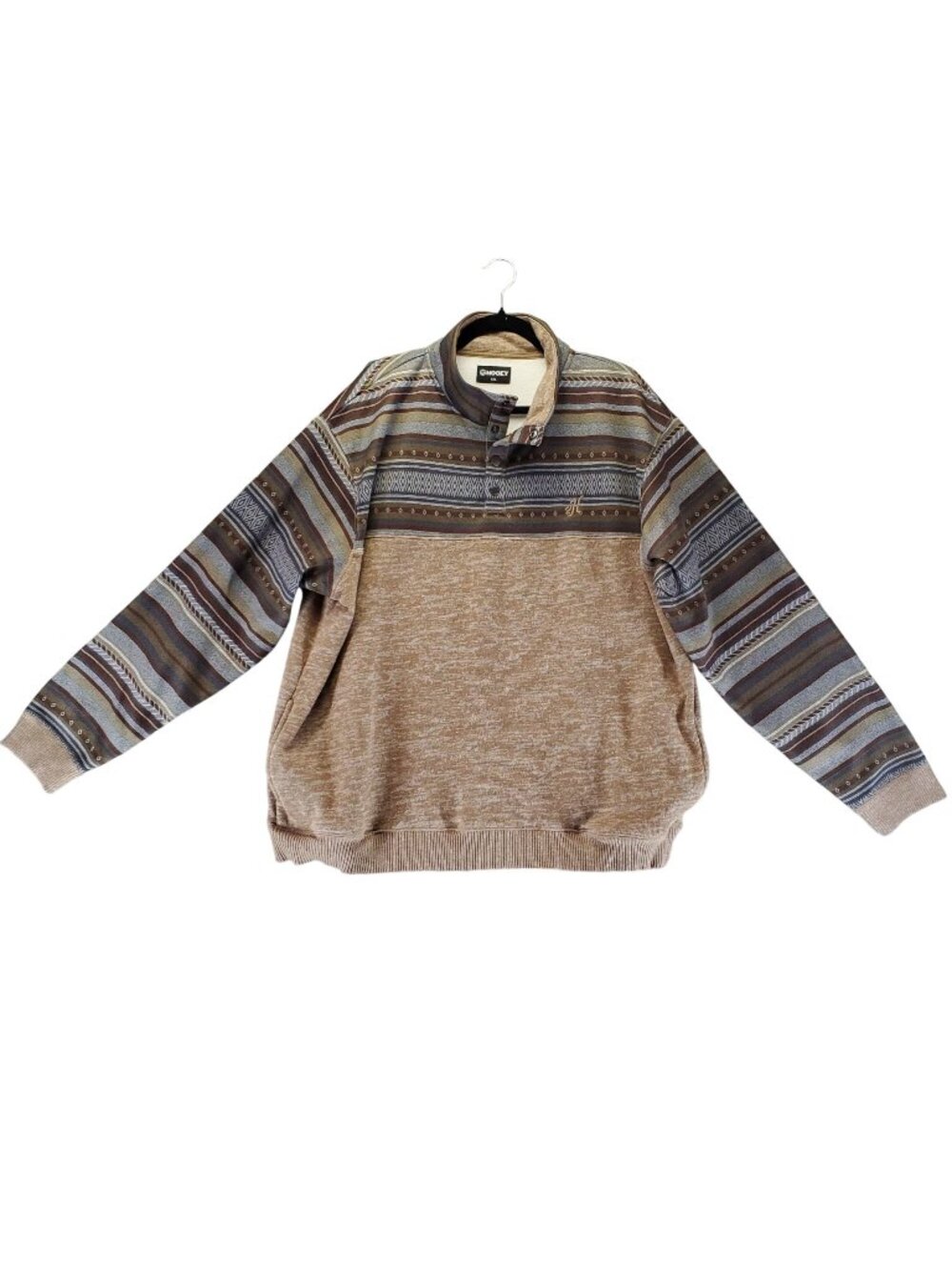 Hooey Shirt Mens XXL Brown Pattern Button-Front Pullover Sweatshirt Western